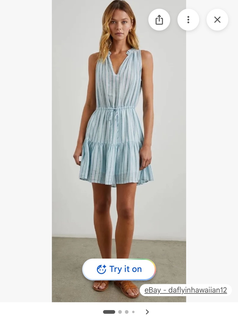 Rails tiered linen blend dress in Albany Stripe, size small